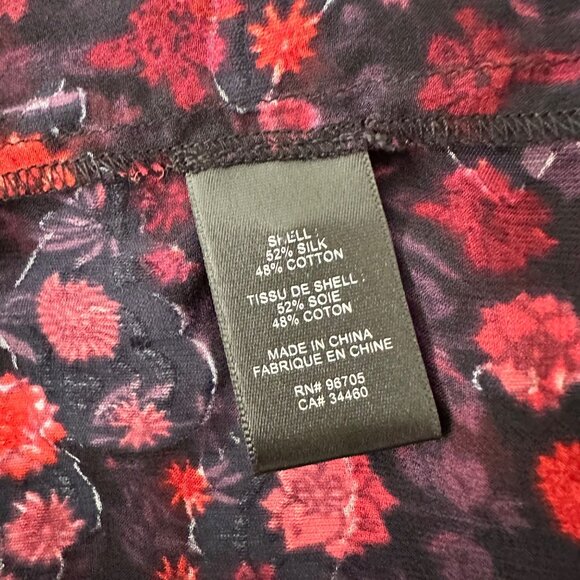 Rebecca Taylor Crash Velvet Floral Print Silk Blouse Sheer Lightweight Sz 10 - Picture 11 of 12